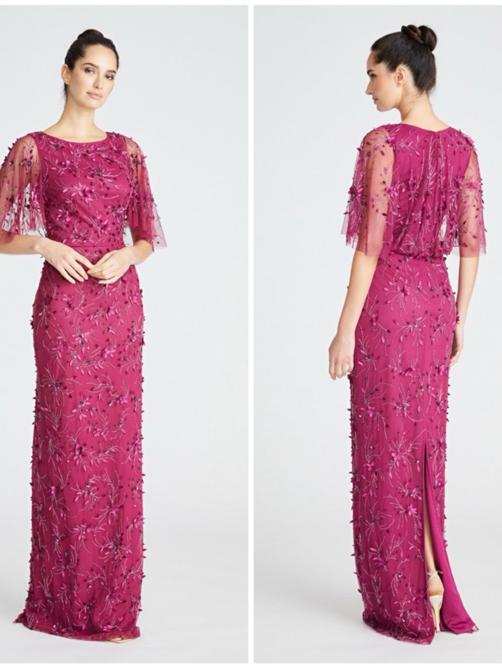 Theia Magenta Dress with Zip Detail